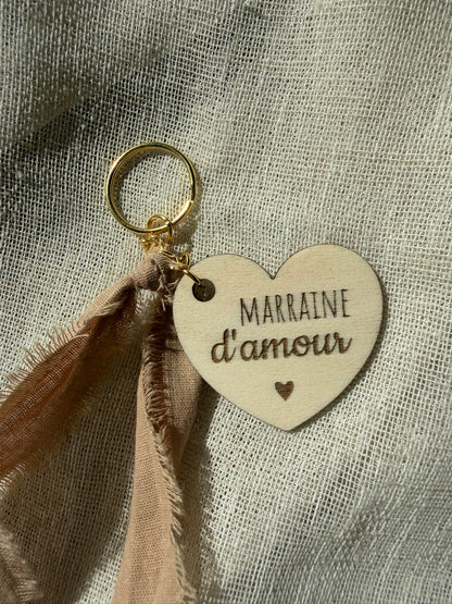 Porte-clé coeur léopard