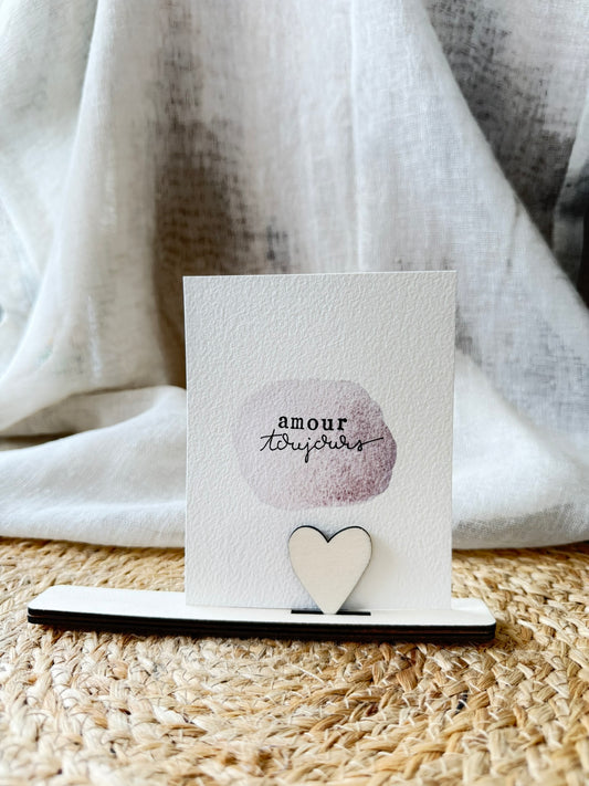 Support coeur + carte créatrice "mots nus"